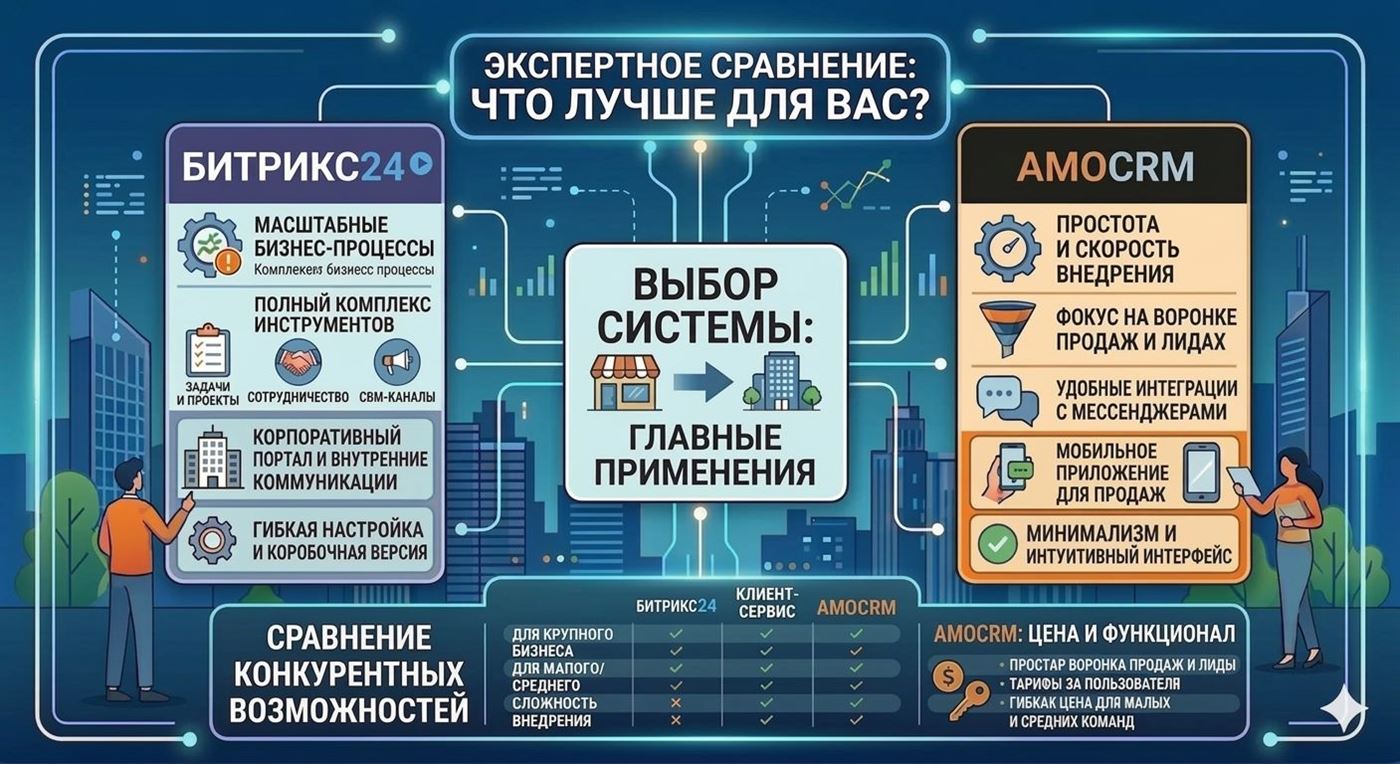 Сравнение популярных CRM-систем: amoCRM, Битрикс24 и другие решения для бизнеса