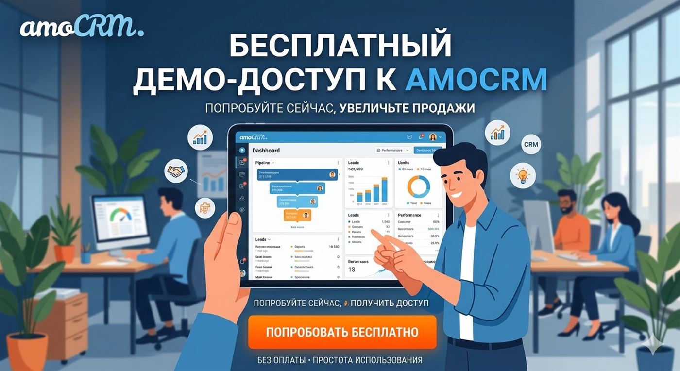 Бесплатный демо-доступ к amoCRM для знакомства с интерфейсом и возможностями системы