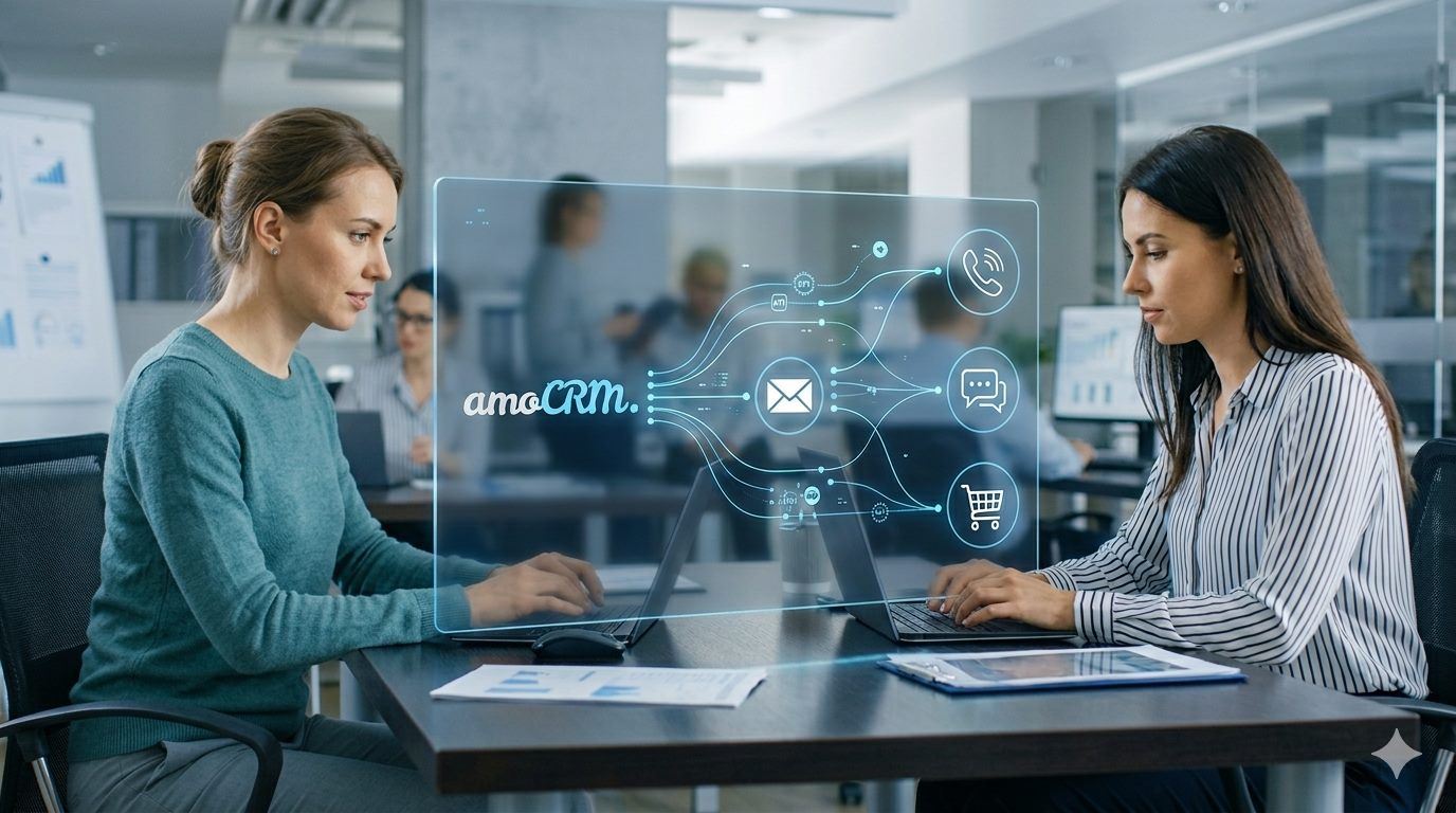 Доработка amoCRM и интеграция рабочих сценариев между сервисами и каналами