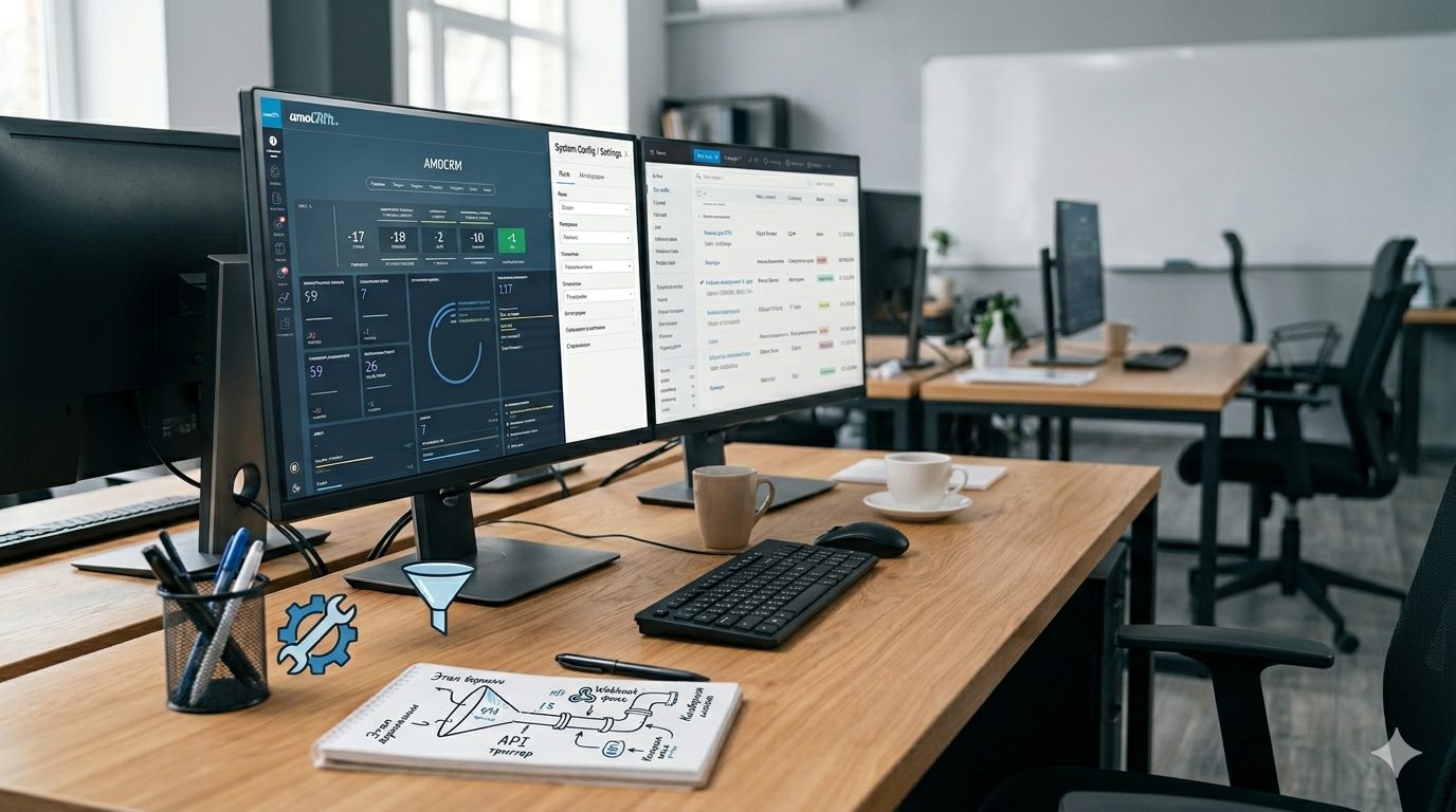 Настройка amoCRM, рабочих полей и логики системы под процесс продаж
