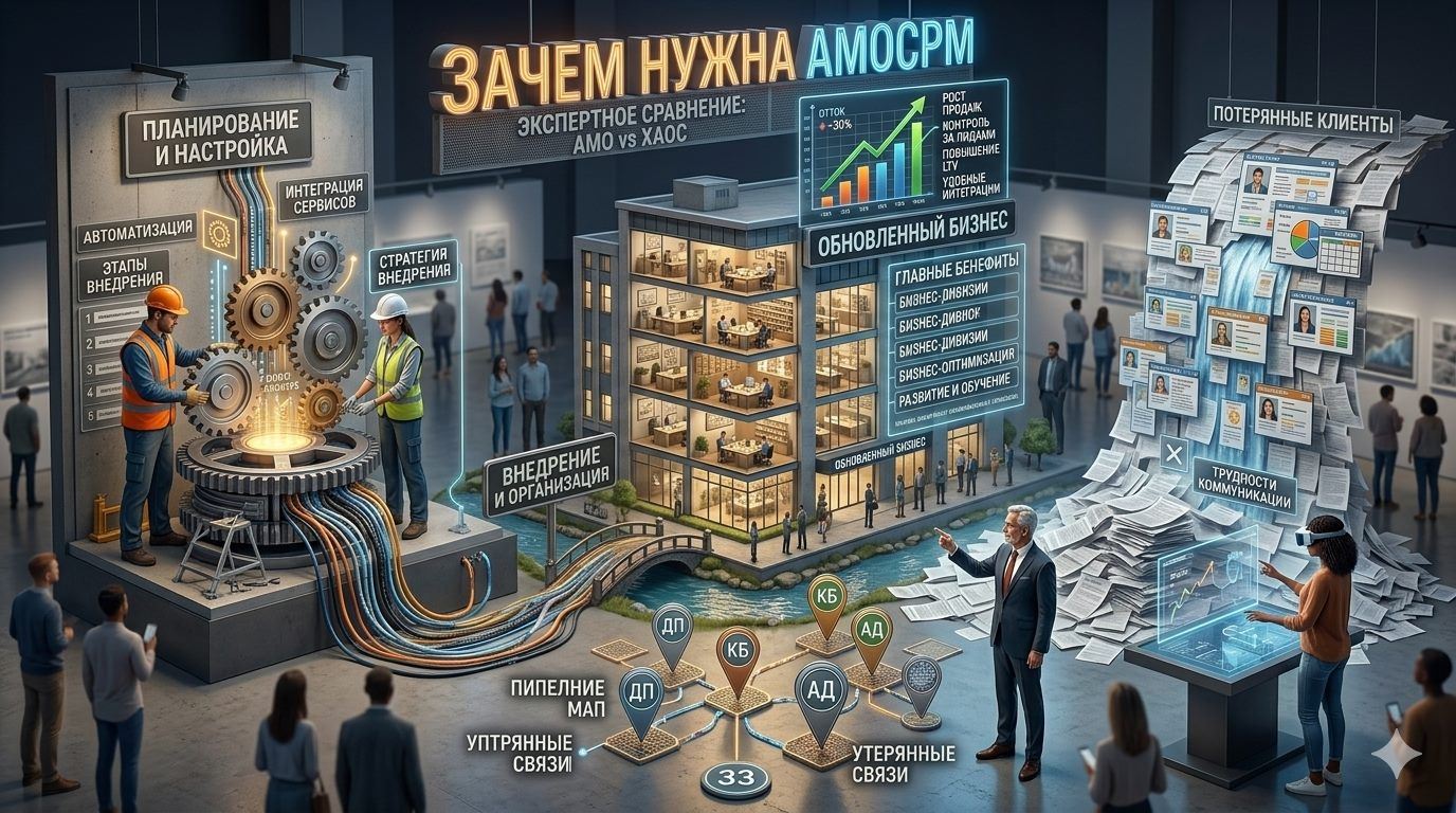 Зачем бизнесу нужна amoCRM: внедрение, контроль заявок и порядок в продажах